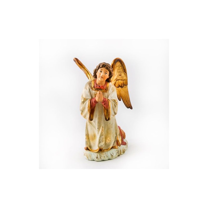 Statue d'un ange à genoux en bois. 30 cm