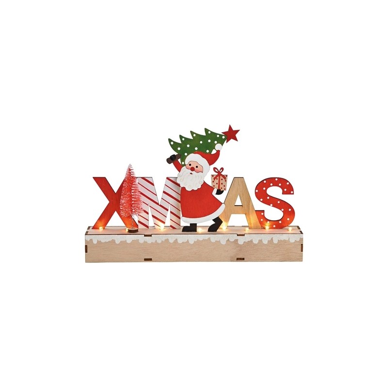 Kerstman XMAS hout 30x19x5cm