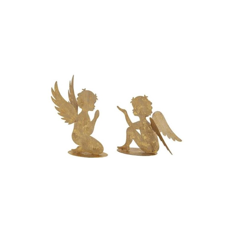 Engel silhouet goud metaal 2 modellen 21x17x5cm