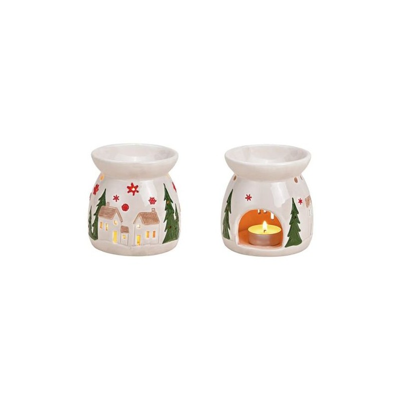 Photophore pour T-licht en porcelaine deco Noel 10x10x11 cm