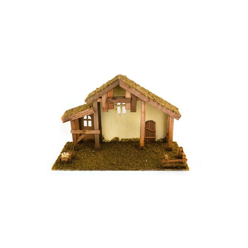 Etable en bois pour crèche de Noël. 60/39/25 cm