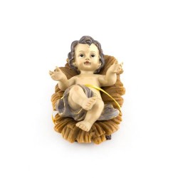 Statue de l’Enfant Jésus avec lit en résine. 12 cm