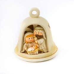 Nativité dans une cloche en résine. 7.5 cm