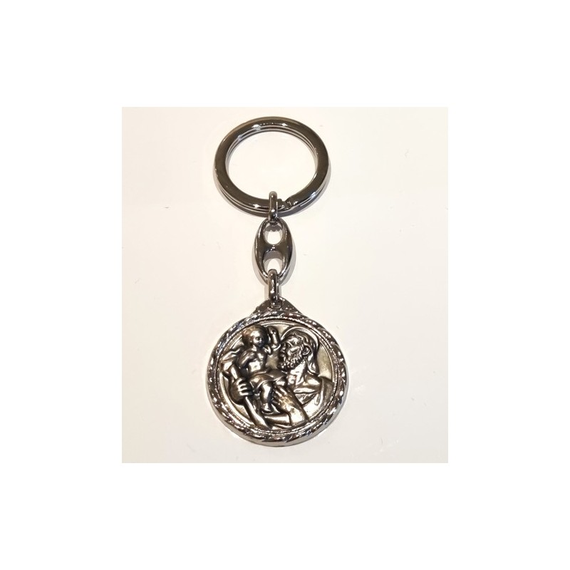 Zilveren sleutelhanger met St. Christopher