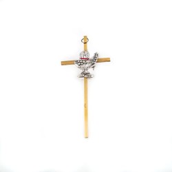 Croix de communion en métal argenté. 15.5/7.5 cm
