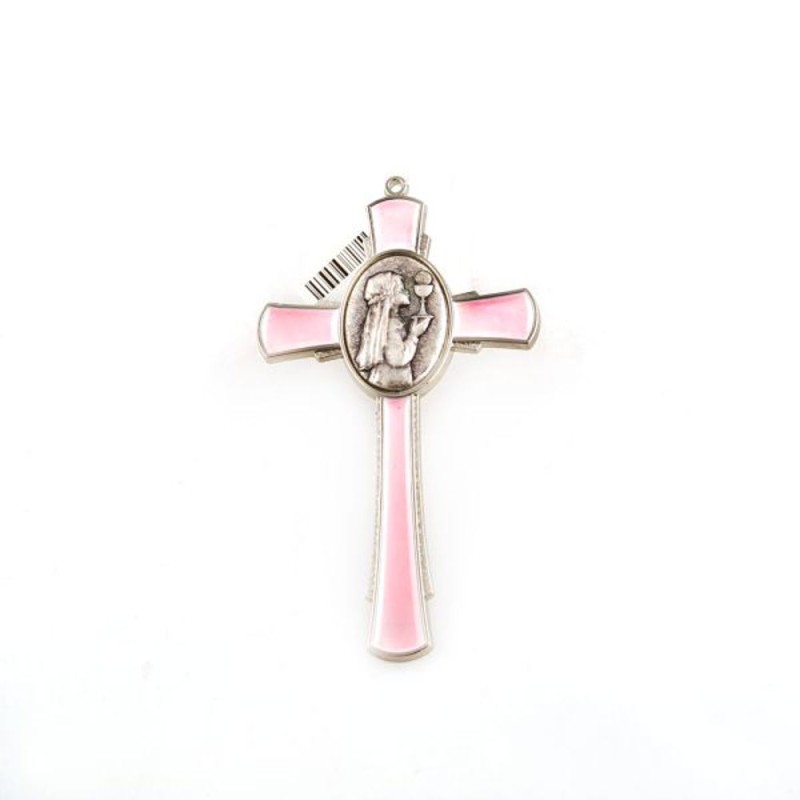 Croix 1ere communion fille Rose 