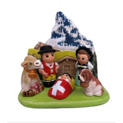 Keramische crèche 8x7cm - Zwitserland