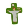 Croix Christ ressuscité verte 12.5x9.5cm 