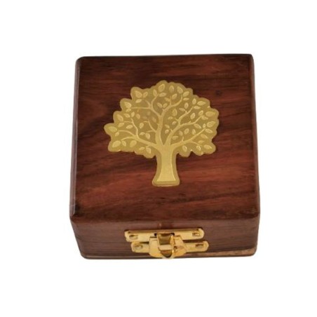 Boite à chapelets carrée en bois 7.5x7.5x4.5 Arbre de vie