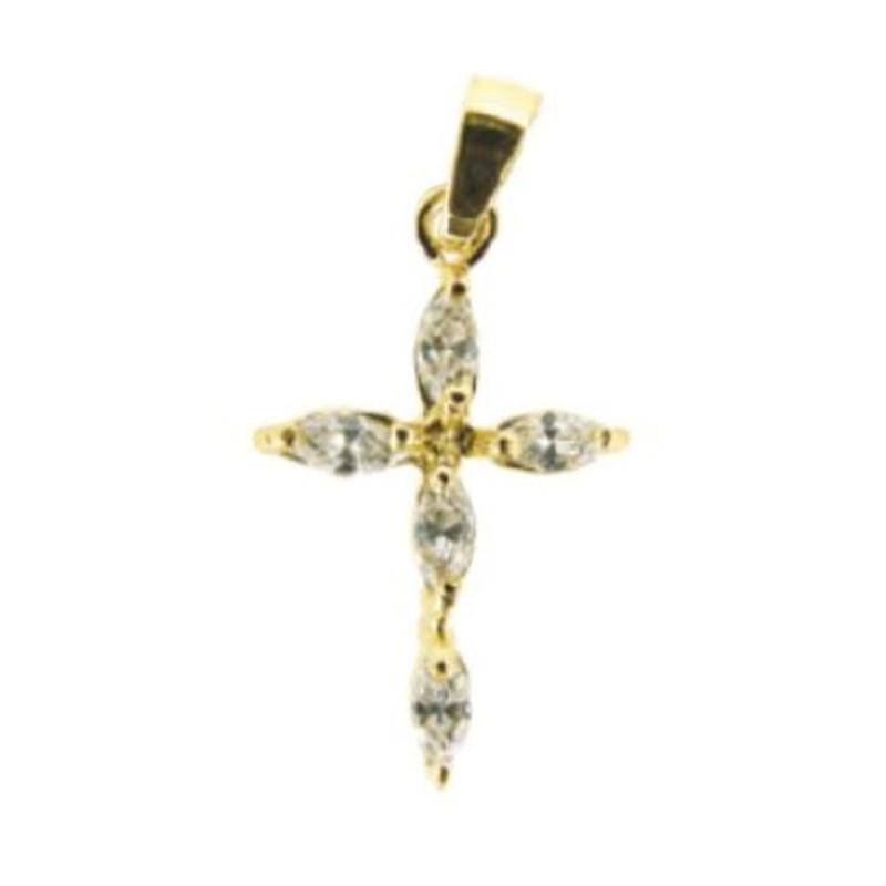 Pendentif croix 24x18mm PL.Or + Oxyde de Zirconium