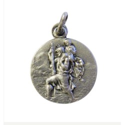 Médaille métal argenté 15mm St Christophe