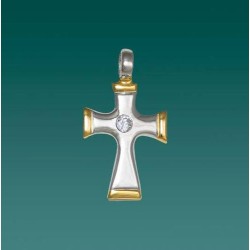 Pendentif croix latine argent s925 avec strass