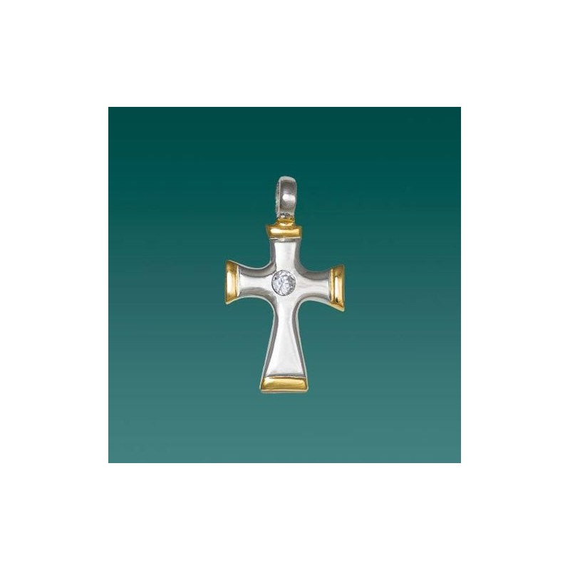 Pendentif croix latine argent s925 avec strass