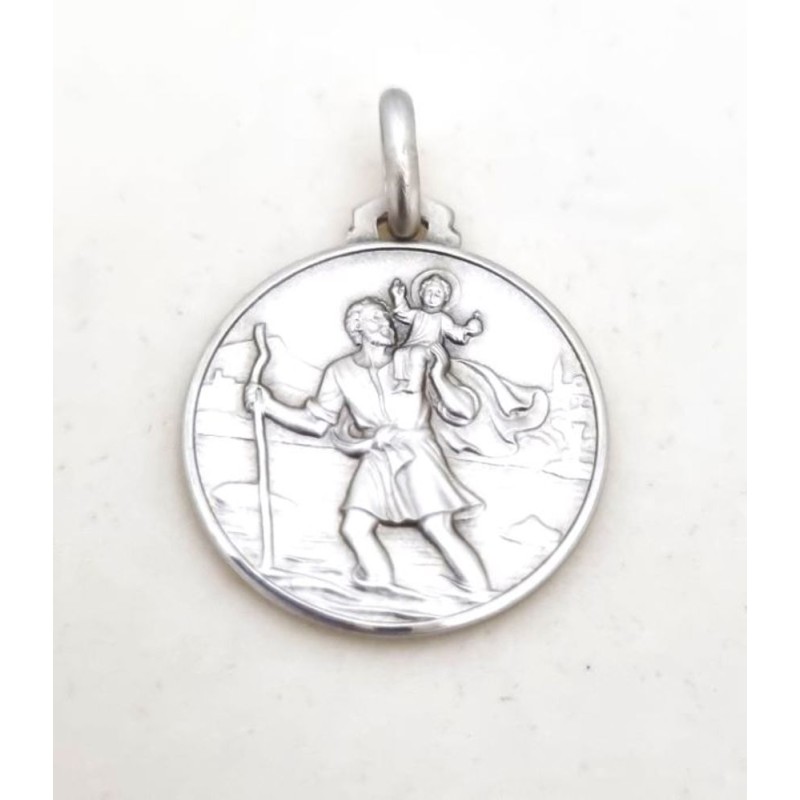 St. Christopher medaille in zilver. 18 mm