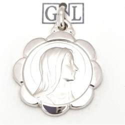 Médaille fleur de la Vierge Marie en argent. 22 mm