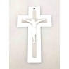 Croix en bois 16cm avec Christ blanc en résine