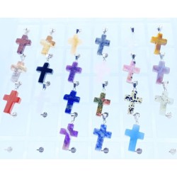 Pendentif croix en pierre assortiment de modèle et couleur