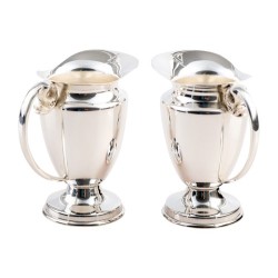 Set carafe eau et vin argent plaqué or H.9cm