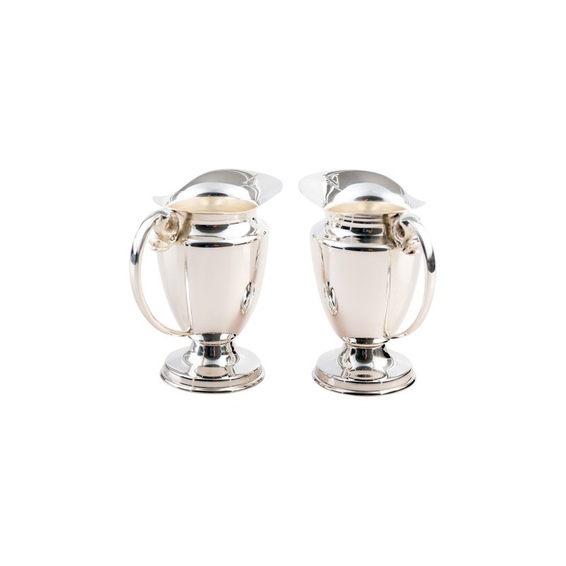 Set carafe eau et vin argent plaqué or H.9cm