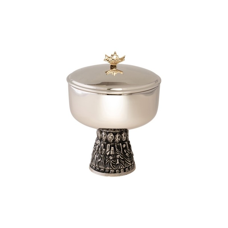 Geborsteld zilver ciborium interieur Pl.Goud H: 15cm 