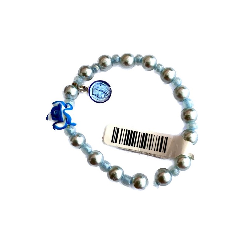 Bracelet pour enfant rose et bleu avec médaille