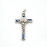 Pendentif croix de Saint Benoit en nickel et émail. 6 cm