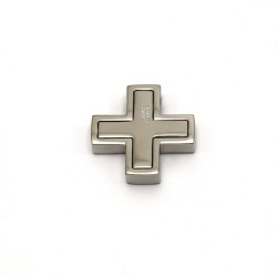 Pendentif croix carrée en acier inoxydable. 19 mm