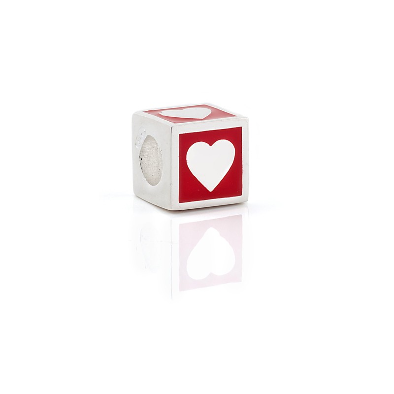 Perle cubique CHARMS Argent S925 et email  pour Bracelet "TILE" Divers modèles