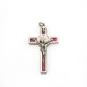 Pendentif croix de Saint Benoit en nickel et émail. 6 cm