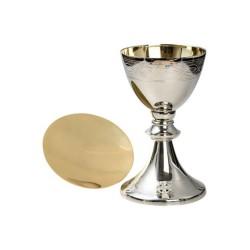 Nickel beklede beker met goud beklede binnenkant H:20cm