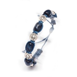 Bracelet bois bleu sur corde