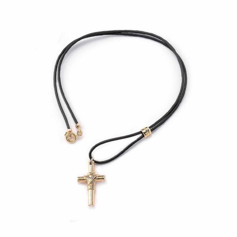 Rubber ketting met Christus van goud