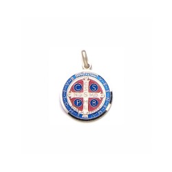 Médaille Argent St Benoit emmaillée couleur 19mm 