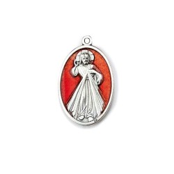 Barmhartige Christus metalen medaille 40 mm met rode e-mail