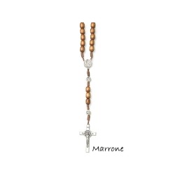 Chapelet St Benoit double chainage perle ovale en bois marron