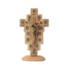 Crucifix sur base bois olivier Via Cruccis bronze 55x31cm