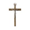 Houten kruis met metalen Christus.14 cm