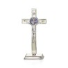 Croix en métal St. Benoit  sur base avec insert lumineux 20cm  