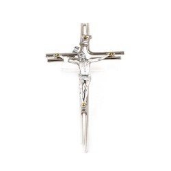 Crucifix en métal argenté avec Christ en métal oxydé. 16/9 cm