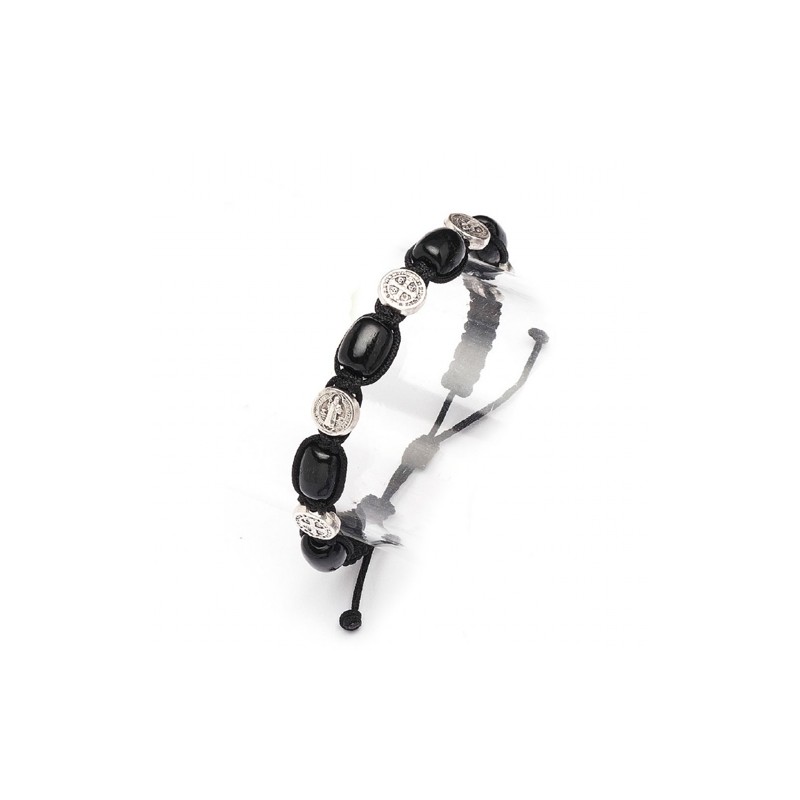 Bracelet St Benoit bois noir sur corde