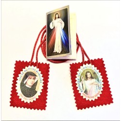 Scapulier van stof Christus barmhartig / S. Faustina 7x5.5cm