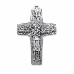 Crucifix du Bon Pasteur en métal. 20/14 cm