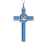 Metalen kruis 7.2cm met blauw emaille Angel