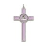 Metalen kruis 7.2cm met roze emaille