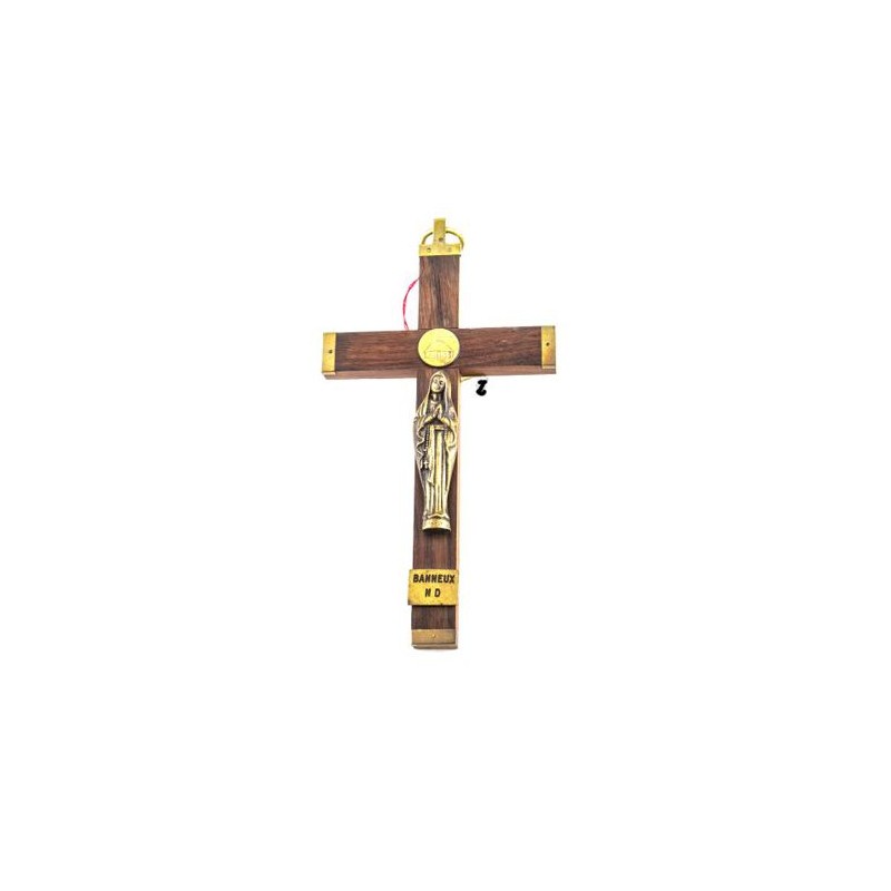 Croix de Notre Dame de Banneux en bois. 15 cm