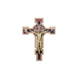 Croix bois Saint Benoit 20.5x15.5cm - corps en bronze