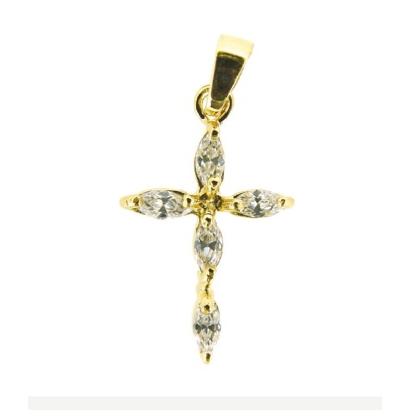 Kruis hanger 17x12mm Pl. Goud + zirconiumoxide