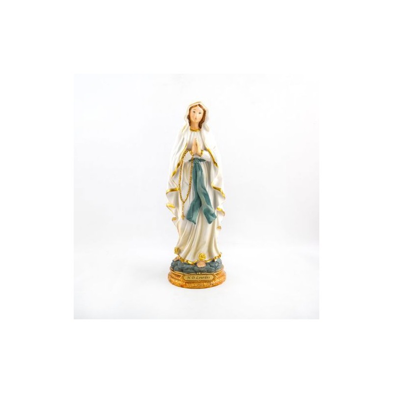 Statue de Notre Dame de Lourdes en résine. 32 cm