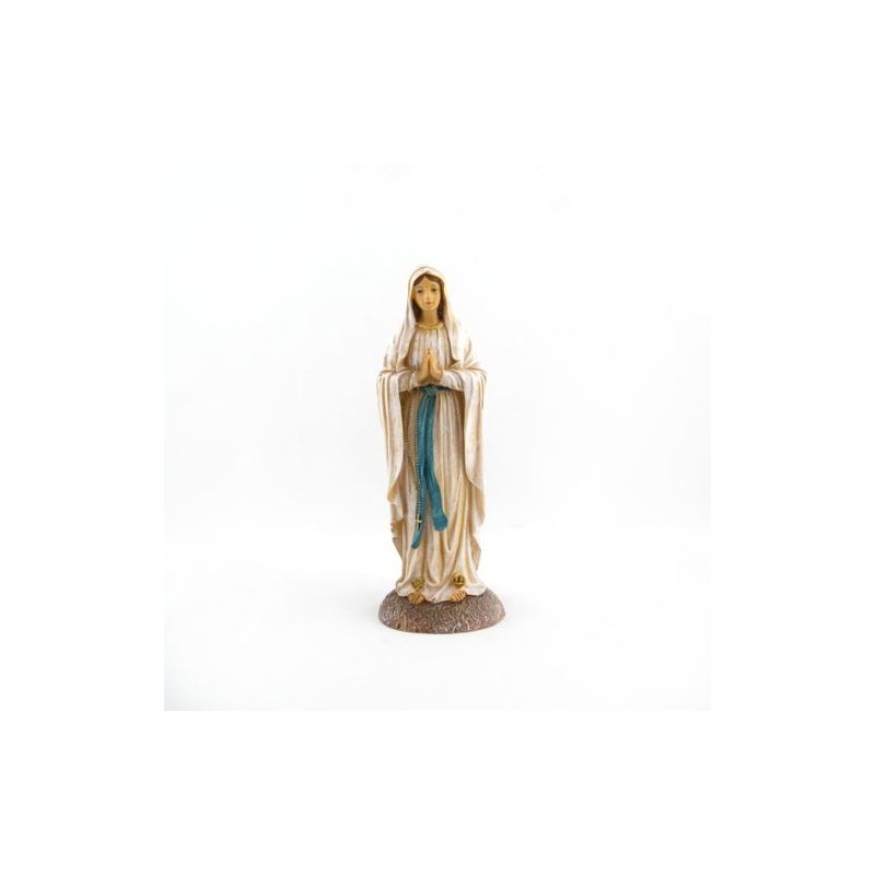 Statue de Notre Dame de Lourdes en résine. 27 cm