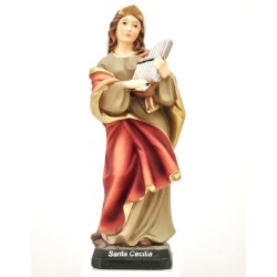 Statue de Sainte Cécile en résine. 20 cm